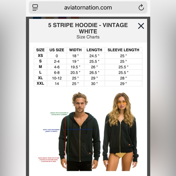 Aviator Nation 5 Stripe hoodie in vintage white - Picture 2 of 6